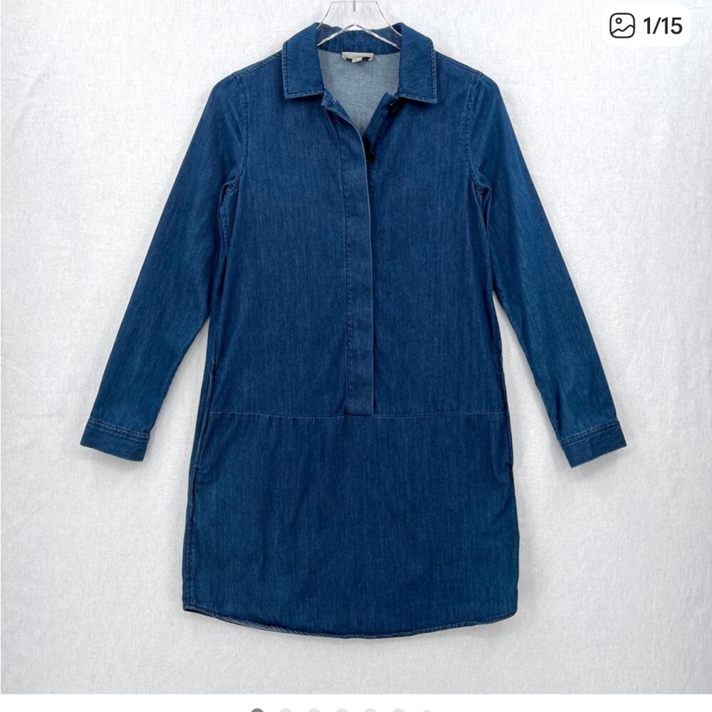 COS Navy Long Sleeve Denim Dress